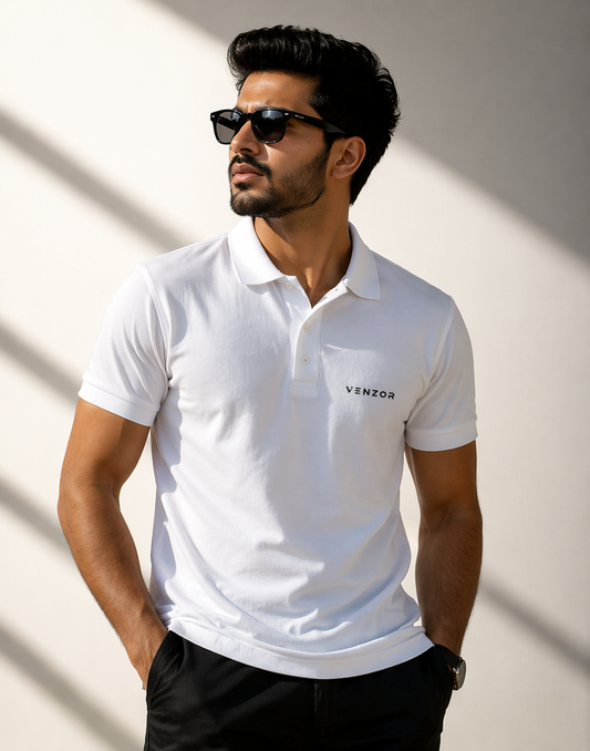 Venzor Essential Polo T-Shirt | Premium Textured Regular Fit