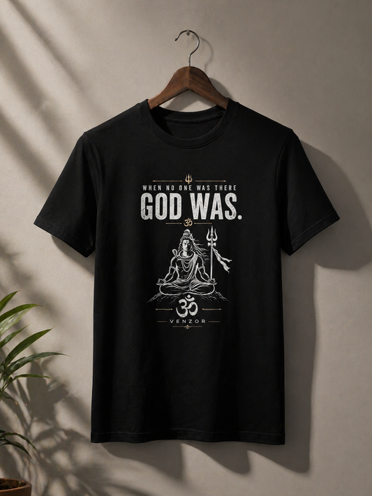 Venzor “God Was” Faith Tee - Premium Cotton Classic Crew T-Shirt