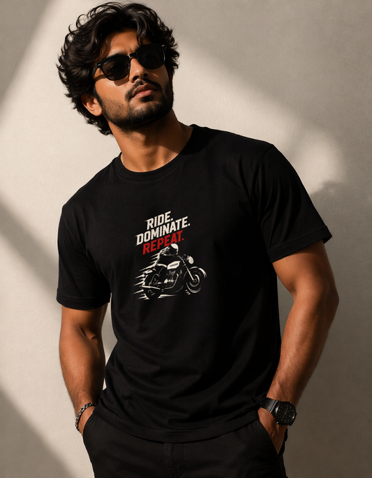 Venzor “Ride Dominate Repeat” T-Shirt – Premium Biker Attitude Tee
