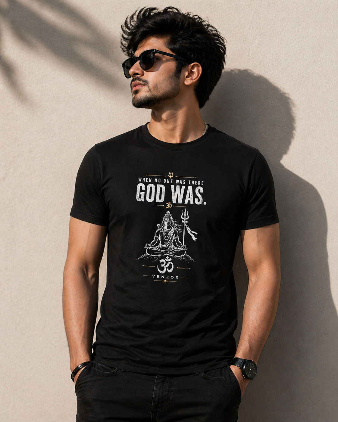 Venzor “God Was” Faith Tee - Premium Cotton Classic Crew T-Shirt