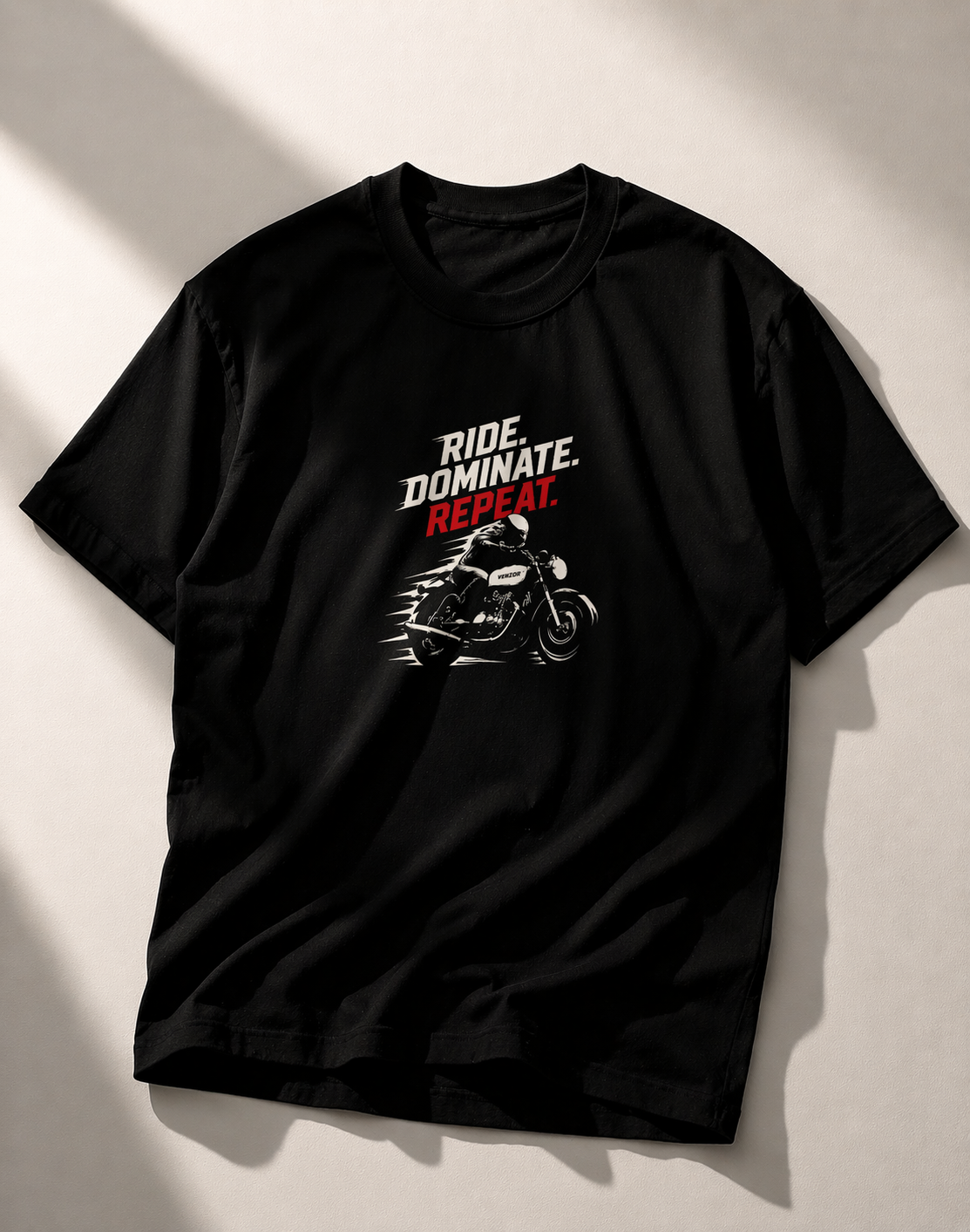 Venzor “Ride Dominate Repeat” T-Shirt – Premium Biker Attitude Tee