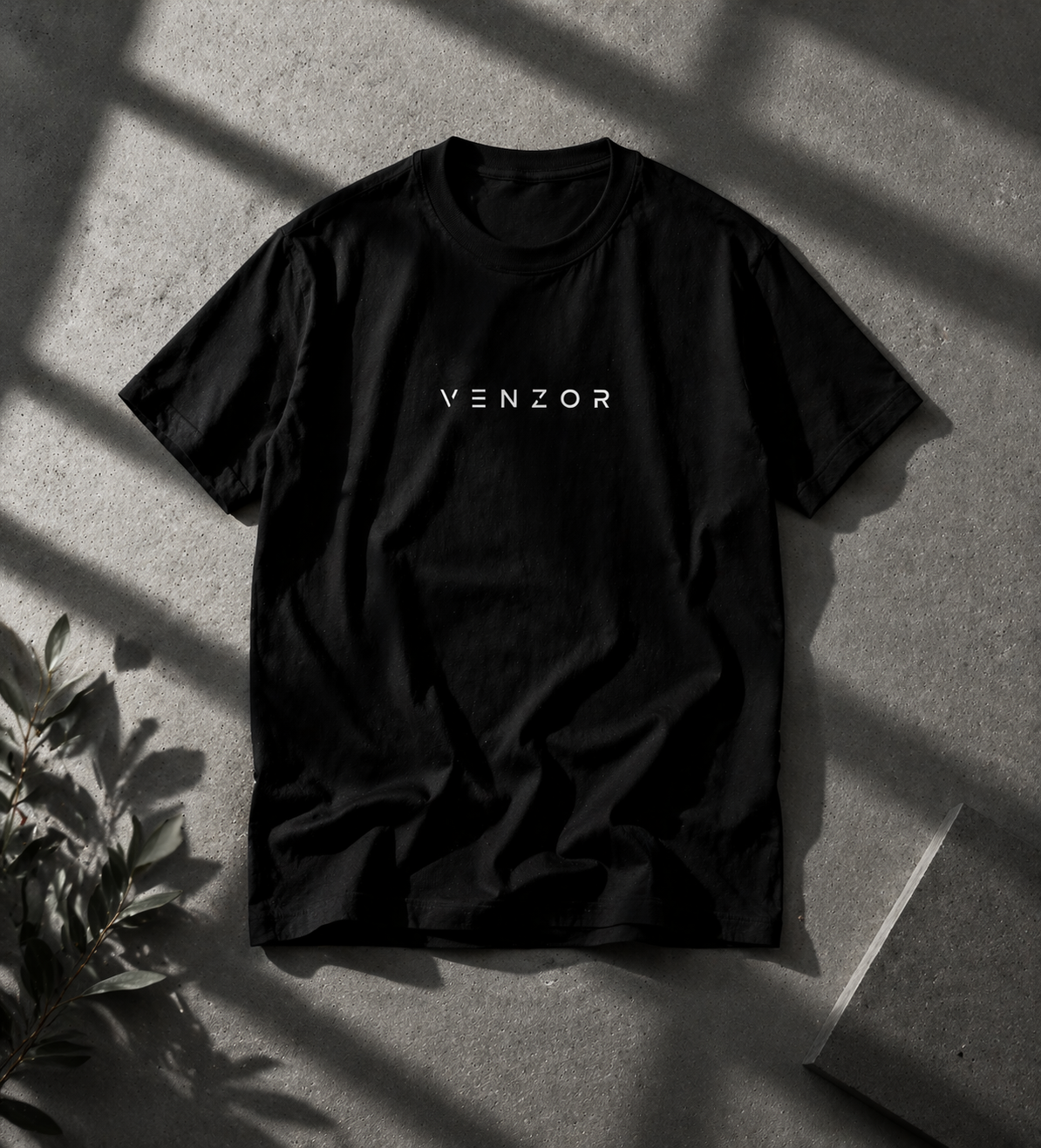 Venzor Essential Black Crew T-Shirt – Premium Cotton Everyday Wear
