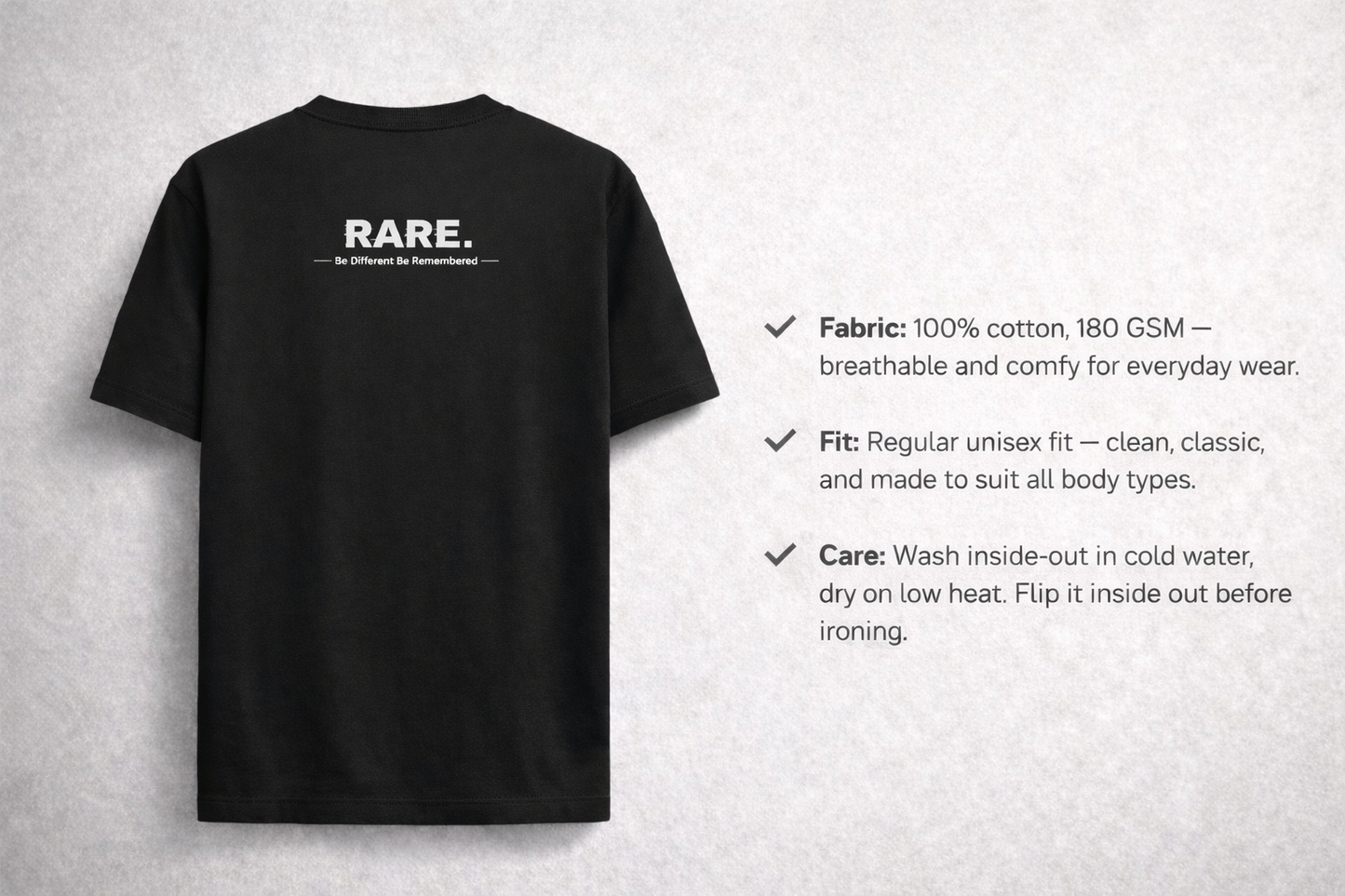 RARE. Statement T-Shirt – Be Different. Be Remembered.