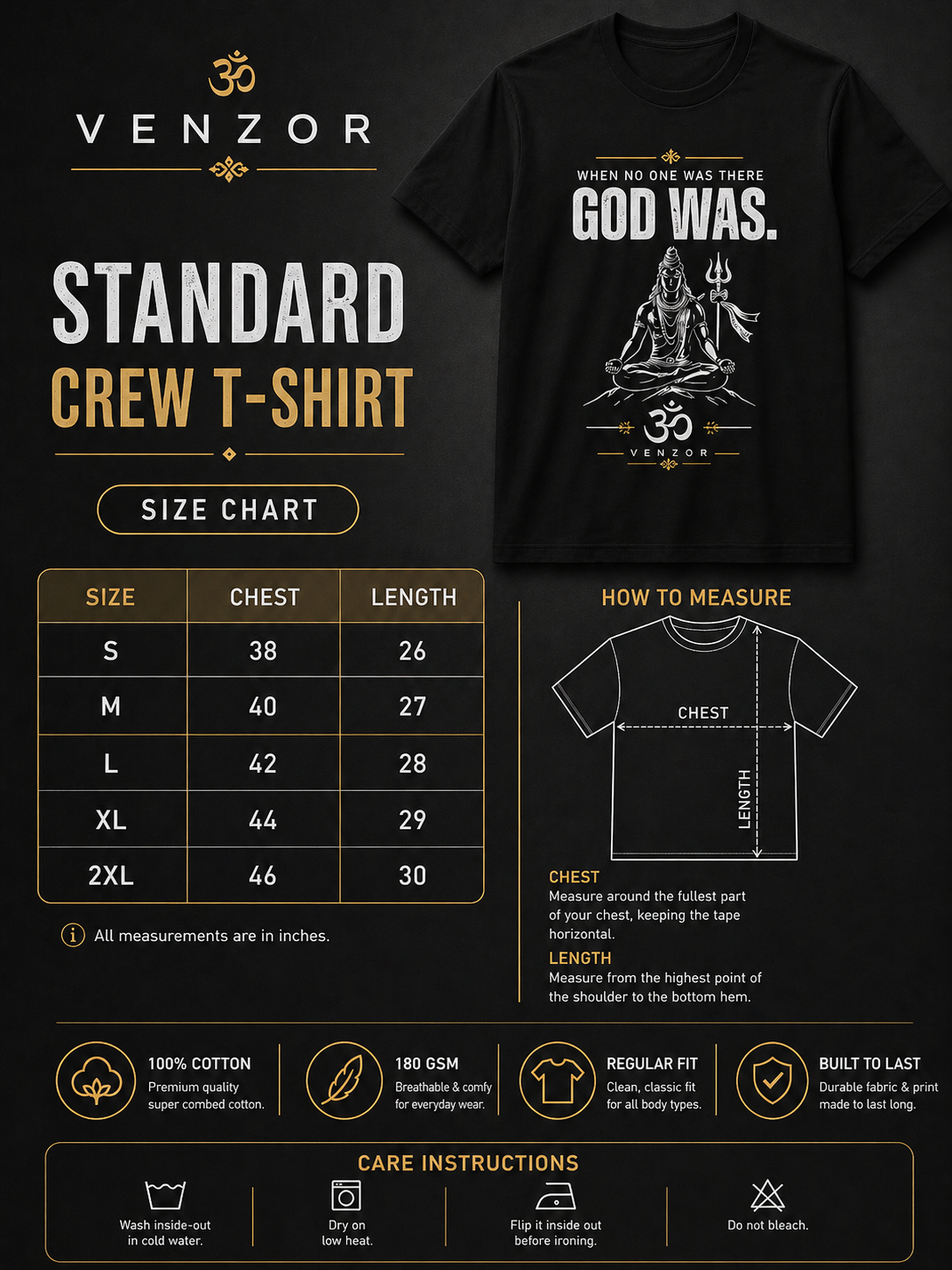 Venzor “God Was” Faith Tee - Premium Cotton Classic Crew T-Shirt